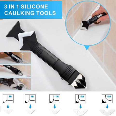 Clear Waterproof Caulk And Seal Silicone Sealant Duo Pack With Grout Repair Kit And Scraper, Shrink Proof And Crack Resistant