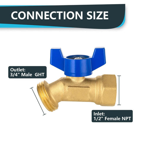 50 Pack Brass Hose Bibb Valves One Half Inch FIP Inlet And Three Quarter Inch Male GHT Outlet For Outdoor Spigots With Leak Proof Design, Corrosion Resistant Brass, Durable Garden Faucet Upgrade, Works Up To One Hundred Sixty Degrees Fahrenheit, brass valve with 1/2 female NPT inlet and 3/4 male GHT outlet