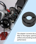 High Flow Air Filter Kit For Predator 212cc 196cc Mini Bike Go Kart 62mm Filter installation showing engine adapter