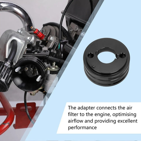 High Flow Air Filter Kit For Predator 212cc 196cc Mini Bike Go Kart 62mm Filter installation showing engine adapter