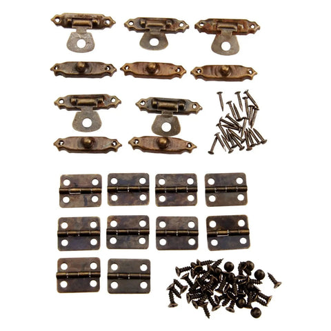 Antique Bronze Latch Lock Set For Cabinets And Furniture With Toggle Hasp Hinge Hardware Jewelry Box Lock Rust Resistant And Durable