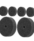 Heavy Duty Nylon Polishing Wheels Set With 10mm Hole, Perfect For Metal Grinding Buffing And Polish Tasks Including Stone And Marble Surfaces Tough Wear Resistance For Long Lasting Smooth Results. Set of dark grey nylon pads with 10mm holes.