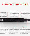 Diagram of Top Shelf Heavy Duty Full Extension Drawer Slides With Dual Ball Bearings showing track structure and features.
