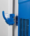 Close-up of the secure keyed lock on Rock Solid Premium Ultra Low Temperature Undercounter Lab Freezer with digital thermostat.