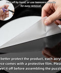 Peeling protective film from Colorful Acrylic Suncatcher Puzzle Window Decor Kit with Hanging Chain and Hook