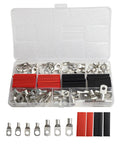 Heavy Duty 70pc Copper Lug Terminal Kit SC6 To SC25 With Heat Shrink Sleeves For Secure Crimping And Waterproof Electrical Connections laid open