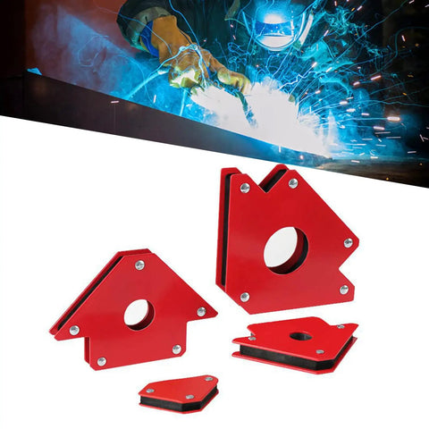 Premium 6Pcs Heavy Duty Welding Magnets With Strong Suction For Secure Metal Holding and Clamping During Precision Fabrication Tasks To Free Your Hands displayed in various angles.