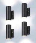Modern Outdoor Wall Light 4 Pack Black Aluminum Finish Porch Garage Exterior Lighting IP65 Waterproof And Dustproof With Upper And Lower Cover Design For Easy Bulb Replacement And Added Dope Curb Appeal