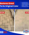 Grout-eez Tile Cleaner With Stand-Up Brush Head Heavy-Duty Stain Remover Before and After Ceramic Floor Cleaning Result
