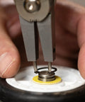 Close-up of 6.5 Inch Retaining Ring Pliers For Auto And Machinery, Heavy Duty Snap Ring Tool with Precision Tips, Model 926 in use