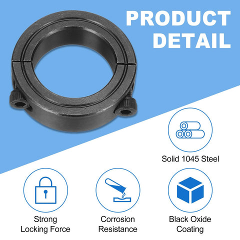 Two Piece Double Split Shaft Collar Set 35mm Bore 50mm Outer Diameter 15mm Thick Heavy Duty Carbon Steel Clamp Collar With Set Screws Black Oxide Finish
