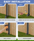 Installation steps for Six Pack Fence Post Repair Kit With Heavy Duty 33.6 Inch Ground Stakes And Thickened Steel Anchor Spikes.