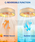 Yunstore mathishome Fabric-Style Bladeless Ceiling Fan with Remote Control showcasing reversible function for winter and summer use.
