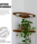 Ten Pack 304 Stainless Steel Shelf Brackets 90 Degree L Shaped Support installed under wooden shelf with plants