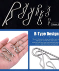 R Clip Cotter Pin Kit 110 Pcs In 304 Stainless Steel With 7 Sizes for automotive, featuring R-type design and variety of sizes.