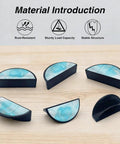 Turquoise Fluid Cabinet Handles Pack Of 2 With 3 Inch Hole Center Semicircle Black Drawer Pulls displayed on wood surface