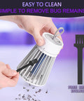 Person cleaning Rechargeable Bug Zapper With Safety Grid Portable Cordless Mosquito Killer Lamp With USB Charging UV Purple Light Insect Trap