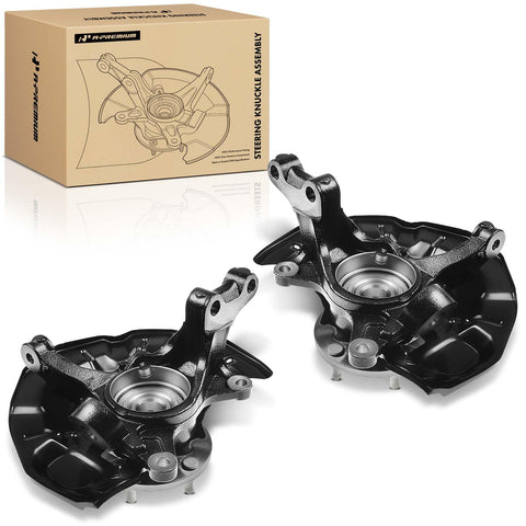 Set Of 2 Front Left And Right Steering Knuckle And Wheel Bearing Hub Assemblies For Toyota Camry 2007-2011 And Lexus ES350 2007-2012 Driver And Passenger Side, shown with packaging.