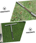 Top view of Stainless Steel T Handle Soil Sampler Probe Core for Lawn Garden showing anti-slip handle on grass.