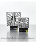Compact Cast Aluminum Electric Air Heater With Industrial Distribution Box, showing aluminum casing and efficient design.