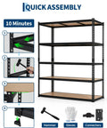Beefy 5-Tier Steel Shelving Unit With 60 Inch Wide 24 Inch Deep 72 Inch High Carbon Steel Frame Holds Up To 2,500 Lbs Total Capacity With 500 Lbs Per Shelf For Heavy Tools Boxes And Large Equipment., quick assembly instructions