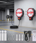 Plug And Play Garage Parking Sensor With LED Stop Indicator, ultrasonic wall-mounted stop sign with power adapter and install kit