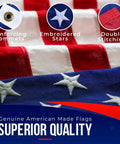 Heavy Duty 3x5 Outdoor American Flag Made In USA With Embroidered Stars And Sewn Stripes Built To Last, nylon, reinforcing grommets