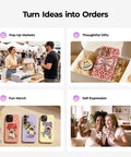 Auto 3D Vacuum Phone Case Heat Press Machine For Custom Sublimation Printing On Curved IPhone And Android Covers displayed in pop-up market.