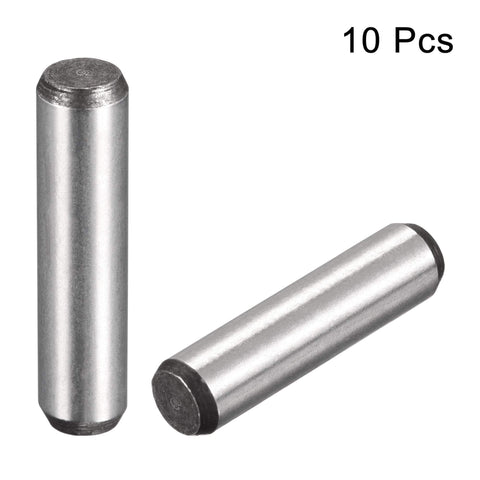 Quarter Inch Dowel Pins, 1 Inch Long, Heat Treated Alloy Steel For Extra Hardness, Bright Finish, Anti Rust, 10 Piece Set