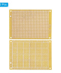 12 Pack 2 By 2.8 Inch Single Sided PCB Prototyping Boards For DIY Electronics Projects Yellow Copper Plated FR4 Solderable Breadboard With 0.1 Inch Pitch, front and back view