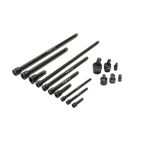 All-In-One Pro Grade 209 Piece SAE And Metric Master Impact Socket Set with universal joints and extension bars displayed