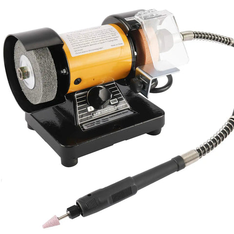 3 Inch All In One Handy Mini Bench Grinder Polisher With 31 Inch Flexible Shaft And Accessories, Variable Speed Dial 0 To 10000 RPM