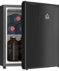 1.1 Cubic Foot Countertop Mini Freezer In Sleek Black Featuring Removable Shelves To Handle Your Daily Frozen Stash Effortlessly In Dorms Apartments Or Home Offices While Saving Precious Counter Space, showing water bottles and jars.