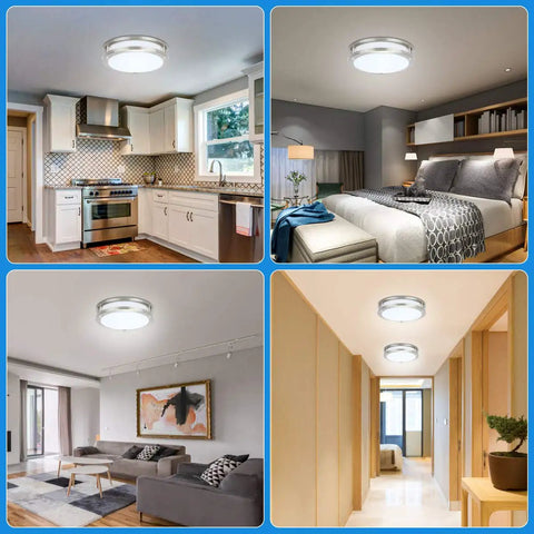 Dimmable 24W LED Ceiling Light Fixture, 10 Inch Flush Mount, 3 Color Temperatures in kitchen, bedroom, living room, hallway
