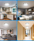 36W Dimmable LED Ceiling Light Fixture 13 Inch Flush Mount For Bedroom Kitchen Bathroom Hallway Stairwell Ultra Bright 3200 Lumens 3000K Warm White No Fuss Install in various room settings