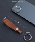 Top Shelf Crazy Horse Leather EDC Keychain Strap With Aerospace Titanium Key Ring For Car Keys, handy size with weight details.