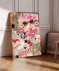 5D Diamond Art Kit For Adults Newbies With Tools Diamond Painting Set Girly Pink Bow And Cheetah Pattern Full Round Drill DIY Wall Decor Gift 12 By 16 Inch showing completed artwork leaning against a wall.