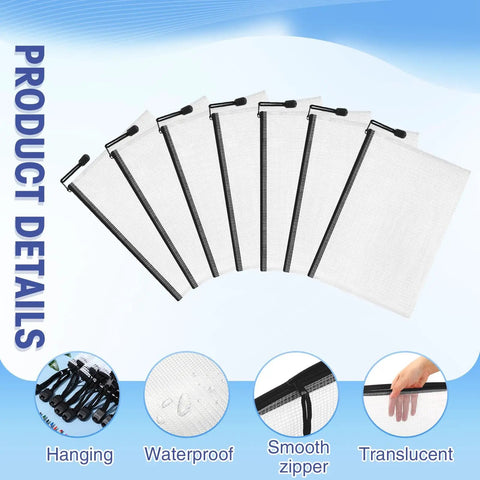 Product details of 32 Pack Mesh Zipper Bags Set For Grab And Go Travel And Home Organization Waterproof Reusable Pouches In Black 9 By 7 Inch