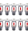 No Sweat Heavy Duty Fire Sprinkler Head 10 Pack with red activation indicators and threaded base for rapid fire response.