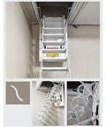 Smooth Like Butter Electric Telescopic Attic Ladder With Rock Solid Titanium Alloy Frame Built Damn Tough Premium Pulldown Design for easy ceiling access.
