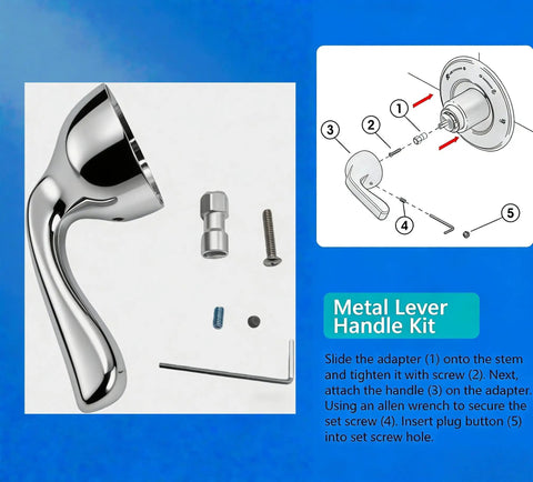 Metal Lever Handle Kit For Delta RP74148 Fits Foundation Series Single Handle Tub And Shower Faucets DIY Friendly Install