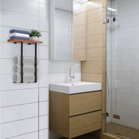 Wall Mounted Towel Rack With Wooden Shelf For Bathroom Organization Dope Heavy Duty Metal Towel Holder in small bathroom