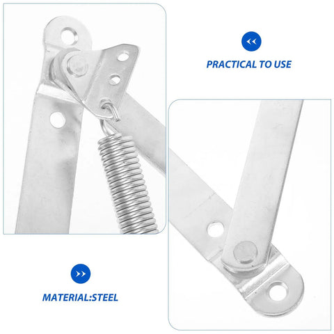 Close-up of heavy-duty hot rolled steel triangular spring hinge for sofa bed and cabinet doors, showing practical use and material.
