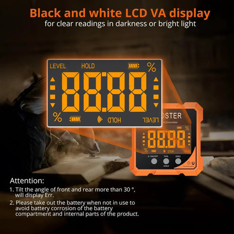 Top Notch Rechargeable Digital Angle Finder With Twin Laser Alignment And Rock Solid Magnetic Base For Carpenters and DIY Hustlers. LCD display.