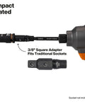 Tough As Nails 16In1 Hybrid Screwdriver featuring 3/8” square adapter for traditional sockets and impact rated use.