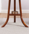Base of Smooth Industrial TV Table With Open Storage Shelves, Solid Pine Legs, and rounded corners, showcasing a unique design.
