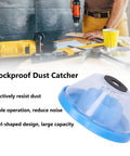 Heavy Duty Electric Drill Dust Collector With Slick Bowl Shield And Roomy Debris Tray For Zero Drama Drilling On 4 To 10mm Gear next to tools on a workbench.