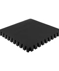 Stack of Interlocking EVA Foam Tile Mats 4-Pack For 16 Sq Ft Of Cushioned Flooring, Safe Non-Toxic Padding, black color, side view.