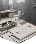 Heavy Duty Stainless Steel Door Hinges For Glass Doors Cabinets And Gates Tough As Nails Built To Last With Rust Resistant Replacement Hardware Easy Install For Showcases And Cupboards displayed in sleek bathroom setting