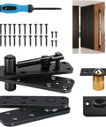 Heavy Duty Door Hinge Kit With 360 Degree Pivot For Bookcase And Secret Murphy Door Built To Last 570 Lbs Load Bearing Thickened Solid Alloy Steel Rust Resistant Invisible Hinge For Concealed Entry, black hidden hinge kit with screws